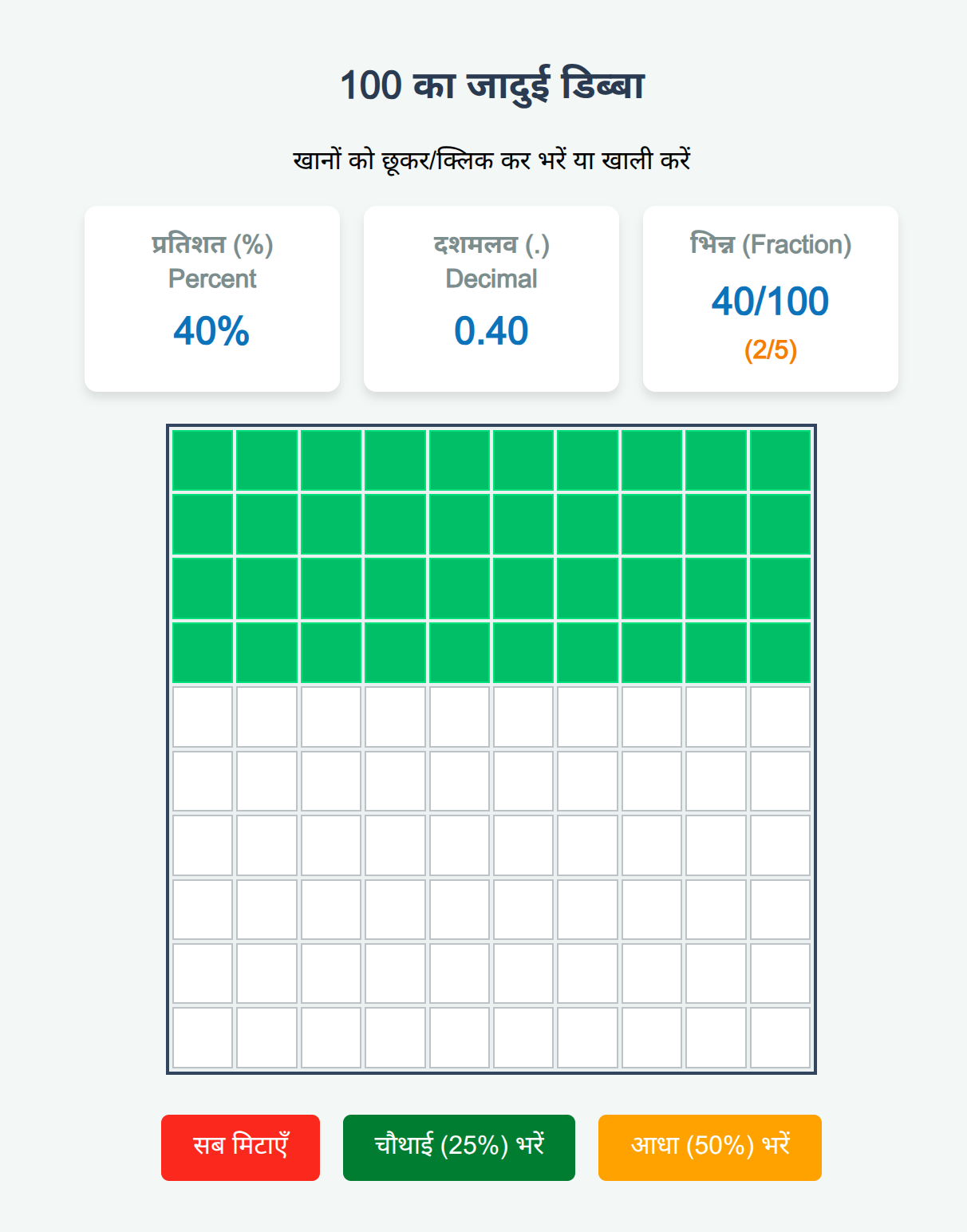 Percent Decimal Fraction